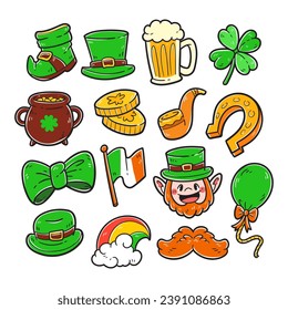 Conjunto de ilustraciones vectoriales del elemento diurno de St. Patrick