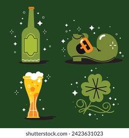 St. Patrick's Day elements. Happy Saint Patrick's Day background. March 17. Cartoon Vector illustration elements for Poster, Banner, Flyer, Greeting, Card, Cover, Post, Invitation. Ireland Feast day.