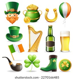 St Patrick's Day Elemente Icons Set Illustration