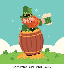 st patricks day elf with beer cartoon