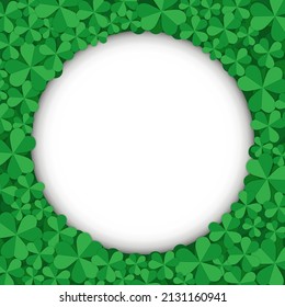St. Patrick's Day empty template. Shamrock backround. Irish national celebration. Clover leaf frame. Vector illustration
