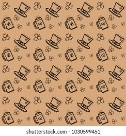 St. Patrick's Day endless repeated backdrop, texture, wallpaper. Luck symbol backdrop. Vector flat illustration