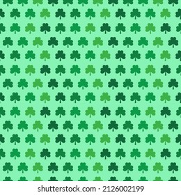 St. Patrick's day Endless Seamless Pattern with multi-color Clover Leaf in light Green Background