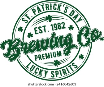 St. Patrick's Day Est.1982 Brewing Co Premium Lucky Spirits St. Patrick's Day T-shirt