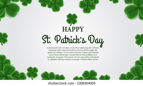 St. Patrick's day event banner template with 3D illustration of group shamrock clover leaf at the white background