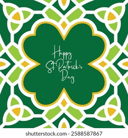  St Patrick's day festival card to celebrate Irish culture and heritage print design layout in green art nouveau deco style