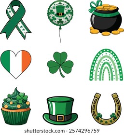 St. Patricks Day festive design elements vector set 