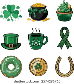 St. Patricks Day festive design elements vector set 