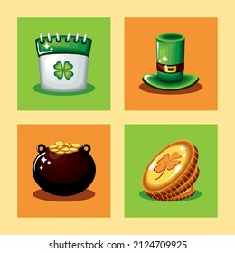 st patricks day festive icons collection