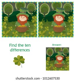 St. Patricks Day - find ten differences visual puzzle