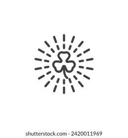 St. Patrick's Day Fireworks line icon. linear style sign for mobile concept and web design. Shamrocks fireworks outline vector icon. Symbol, logo illustration. Vector graphics
