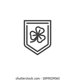 St. Patrick's Day Flag with Clover line icon. linear style sign for mobile concept and web design. Shamrock flag outline vector icon. Symbol, logo illustration. Vector graphics