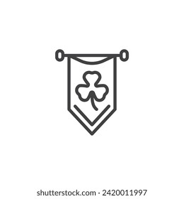 St. Patrick's Day Flag line icon. linear style sign for mobile concept and web design. Flag with shamrock clover outline vector icon. Symbol, logo illustration. Vector graphics