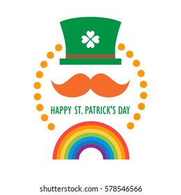 St. Patricks Day flat card design. Vector illustration