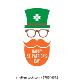 St. Patricks Day flat card design. Vector illustration
