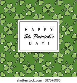 St. Patrick's day flat thin line icon seamless pattern greeting card template. Minimal outline shamrock, beer glass, leprechaun's hat. Modern vector wallpaper texture background, gift wrapping