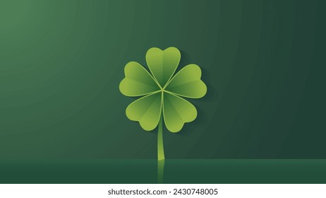 St Patrick's day flat vector illustration with clover, cauldron, and hat. Green background. Can be used for banners, posters, backgrounds, landing pages, greeting cards, covers, etc.