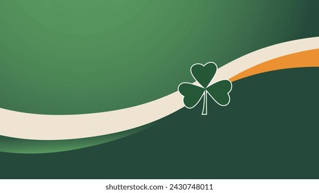 St Patrick's day flat vector illustration with clover, cauldron, and hat. Green background. Can be used for banners, posters, backgrounds, landing pages, greeting cards, covers, etc.