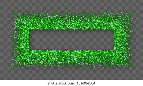 St. Patrick's Day Frame With Bland Shadows Isolated On Transparent  Background. Abstract Green Texture Rectangle Border. Vector Illustration, Eps 10.