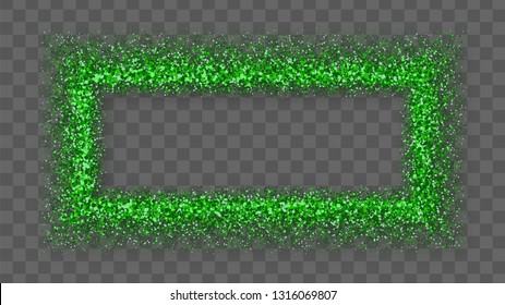 St. Patrick's Day Frame With Bland Shadows Isolated On Transparent  Background. Abstract Green Texture Rectangle Border. Vector Illustration, Eps 10.