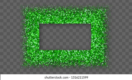St. Patrick's Day Frame With Bland Shadows Isolated On Transparent  Background. Abstract Green Texture Rectangle Border. Vector Illustration, Eps 10.