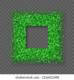 St. Patrick's Day Frame With Bland Shadows Isolated On Transparent  Background. Abstract Green Texture Square Border. Vector Illustration, Eps 10.