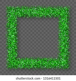 St. Patrick's Day Frame With Bland Shadows Isolated On Transparent  Background. Abstract Green Texture Square Border. Vector Illustration, Eps 10.