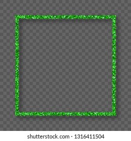 St. Patrick's Day Frame With Bland Shadows Isolated On Transparent  Background. Abstract Green Texture Square Border. Vector Illustration, Eps 10.