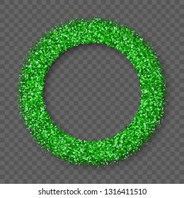 St. Patrick's Day Frame With Bland Shadows Isolated On Transparent  Background. Abstract Green Texture Circle Border. Vector Illustration, Eps 10.