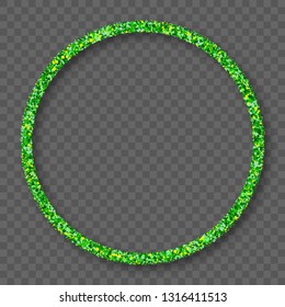 St. Patrick's Day Frame With Bland Shadows Isolated On Transparent  Background. Abstract Green Texture Circle Border. Vector Illustration, Eps 10.