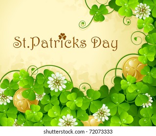 St. Patrick's Day frame with clover and golden coin 7