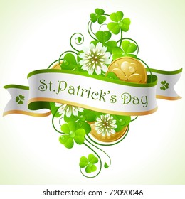 St. Patrick's Day frame with clover and golden coins