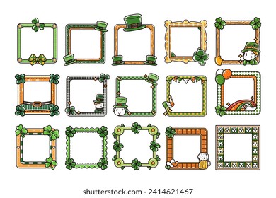 St. Patrick's day frame decoration vector illustration set