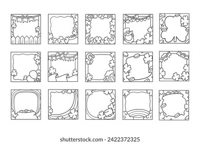 St. Patrick's day frame decoration hand drawn outline sketch vector illustration set