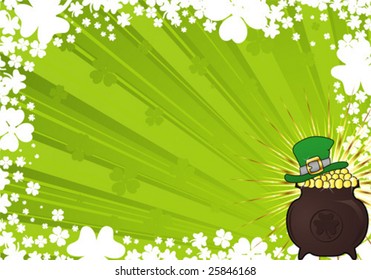 St. Patrick's Day frame with hat and cauldron