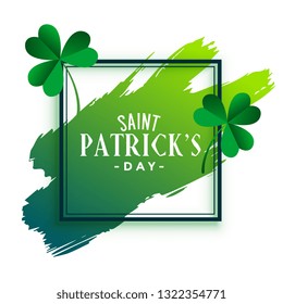 st patricks day frame with leaves and brush stroke