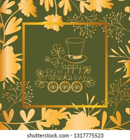 st patricks day frame with leprechaun hat and clovers