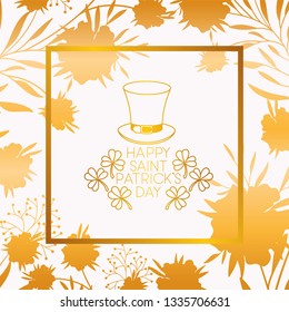 st patricks day frame with leprechaun hat and clovers