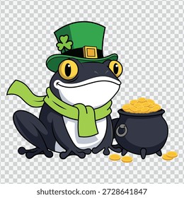 St Patricks Day Frog mit Leprechaun Hut und Gold Vektorgrafik