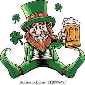 St Patrick's Day Funny Irish leprechaun Drink Beer