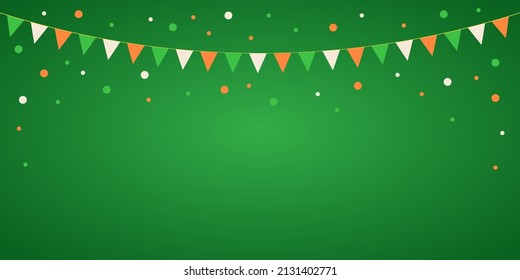 St. Patrick's Day garland. Colorful festive bunting in irish colors. Design concept. Vector illustration 