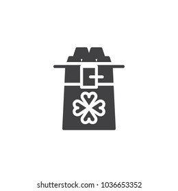 St. Patrick's day gift basket vector icon. filled flat sign for mobile concept and web design. Basket with clover simple solid icon. Symbol, logo illustration. Pixel perfect vector graphics