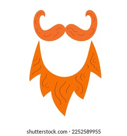  Día de San Patricio, barba de jengibre y bigote de fondo blanco. Ilustración de dibujos animados de dibujos animados.