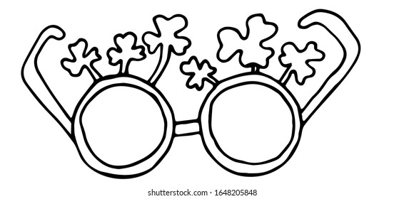 St. Patrick's day glasses with clover. Vector hand-drawn illustration isolated on white background.