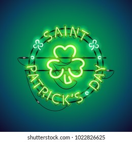 St Patricks Day glowing neon sign makes it quick and easy to customize your holiday projects. Each of object is named and placed in a symbol panel. Used neon vector brushes are included.