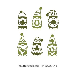 st patricks day gnome cartoon character vector icon illustration collections template sets