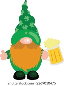 St Patricks Day gnome holding a beer mug
