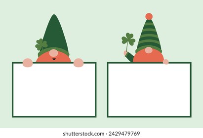 St. Patrick's Day gnome holding blank sign vector