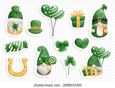 St patrick's day gnome sticker, scrapbook.