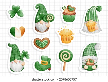 St patrick's day gnome sticker, scrapbook.